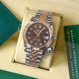 Đồng Hồ Rolex Datejust 41mm 126331-0004 Rep 1:1 Chế Tác Vỏ Demi Bọc Vàng Mặt Nâu Chocolate Cọc Số Đính Đá Dây Kim Loại Jubilee