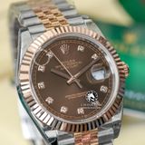 Đồng Hồ Rolex Datejust 41mm 126331-0004 Rep 1:1 Chế Tác Vỏ Demi Bọc Vàng Mặt Nâu Chocolate Cọc Số Đính Đá Dây Kim Loại Jubilee