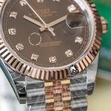 Đồng Hồ Rolex Datejust 41mm 126331-0004 Rep 1:1 Chế Tác Vỏ Demi Bọc Vàng Mặt Nâu Chocolate Cọc Số Đính Đá Dây Kim Loại Jubilee