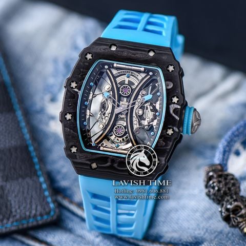 Đồng Hồ Richard Mille RM 53-01 Manual Winding Tourbillon Pablo Mac Donough Rep 1:1 Cao Cấp Vỏ Carbon Mặt Skeleton Lộ Cơ Dây Cao Su