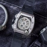 Đồng Hồ Richard Mille RM 011 Automatic Flyback Chronograph Felipe Massa Rep 1:1 Cao Cấp Vỏ Bạc Mặt Skeleton Lộ Cơ Dây Cao Su