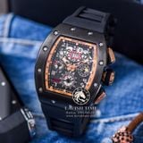 Đồng Hồ Richard Mille RM 011 Automatic Flyback Chronograph Felipe Massa “Black Kite” Rep 1:1 Cao Cấp Vỏ Đen Mặt Skeleton Lộ Cơ Dây Cao Su
