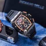 Đồng Hồ Richard Mille RM 011 Automatic Flyback Chronograph Felipe Massa “Black Kite” Rep 1:1 Cao Cấp Vỏ Đen Mặt Skeleton Lộ Cơ Dây Cao Su