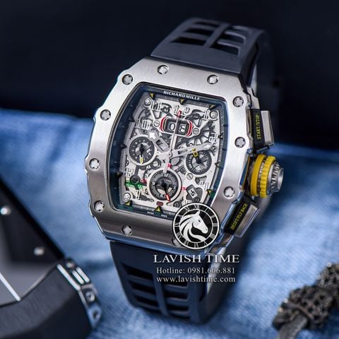 Đồng Hồ Richard Mille RM 11-03 Automatic Winding Flyback Chronograph Rep 1:1 Cao Cấp Vỏ Bạc Mặt Skeleton Lộ Cơ Dây Cao Su