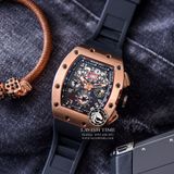 Đồng Hồ Richard Mille RM 011 Automatic Flyback Chronograph Felipe Massa Rep 1:1 Cao Cấp Vỏ Vàng Hồng Mặt Skeleton Lộ Cơ Dây Cao Su