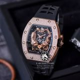 Đồng Hồ Richard Mille RM 51-01 Tourbillon Tiger And Dragon Diamonds Rep 1:1 Chế Tác Vỏ Vàng Hồng Đính Đá Mặt Skeleton Dây Cao Su