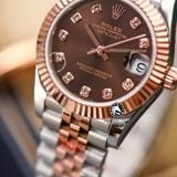 Đồng Hồ Rolex Datejust 31mm 278271-0028 Rep 1:1 Chế Tác Vỏ Bọc Vàng 18K Mặt Nâu Chocolate Cọc Số Đính Đá Dây Kim Loại