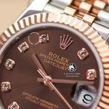 Đồng Hồ Rolex Datejust 31mm 278271-0028 Rep 1:1 Chế Tác Vỏ Bọc Vàng 18K Mặt Nâu Chocolate Cọc Số Đính Đá Dây Kim Loại