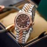 Đồng Hồ Rolex Datejust 31mm 278271-0028 Rep 1:1 Chế Tác Vỏ Bọc Vàng 18K Mặt Nâu Chocolate Cọc Số Đính Đá Dây Kim Loại