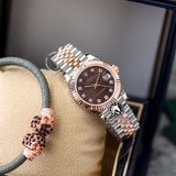 Đồng Hồ Rolex Datejust 31mm 278271-0028 Rep 1:1 Chế Tác Vỏ Bọc Vàng 18K Mặt Nâu Chocolate Cọc Số Đính Đá Dây Kim Loại