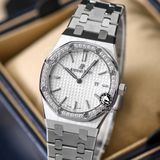 Đồng Hồ Audemars Piguet Royal Oak 67651ST.ZZ.1261ST.01 Rep 1:1 Chế Tác Vỏ Bạc Niềng Bezel Đính Đá Mặt Trắng Dây Kim Loại