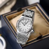 Đồng Hồ Audemars Piguet Royal Oak 67651ST.ZZ.1261ST.01 Rep 1:1 Chế Tác Vỏ Bạc Niềng Bezel Đính Đá Mặt Trắng Dây Kim Loại