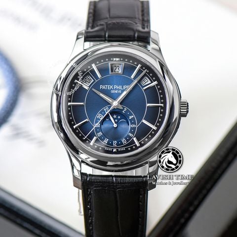 Đồng Hồ Patek Philippe Complications 5205G-013 Rep 1:1 Chế Tác Vỏ Bạc Mặt Xanh Dương Dây Da