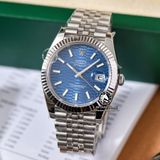 Đồng Hồ Rolex Datejust 41mm 126334-0032 Rep 1:1 Chế Tác Vỏ Bạc Mặt Nếp Gấp Xanh Dương Cọc Số Vạch Dây Kim Loại Jubilee