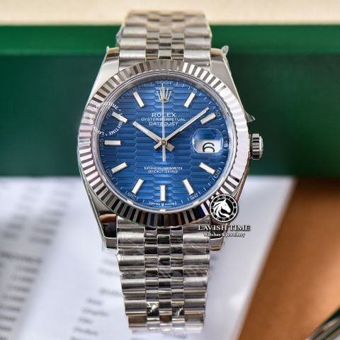 Đồng Hồ Rolex Datejust 41mm 126334-0032 Rep 1:1 Chế Tác Vỏ Bạc Mặt Nếp Gấp Xanh Dương Cọc Số Vạch Dây Kim Loại Jubilee