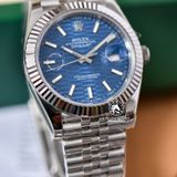 Đồng Hồ Rolex Datejust 41mm 126334-0032 Rep 1:1 Chế Tác Vỏ Bạc Mặt Nếp Gấp Xanh Dương Cọc Số Vạch Dây Kim Loại Jubilee