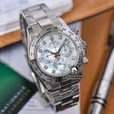 Đồng Hồ Rolex Cosmograph Daytona 116509-0064 Rep 1:1 Cao Cấp Vỏ Bạc Mặt Số Xà Cừ Trắng Dây Kim Loại