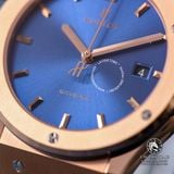 Đồng Hồ Hublot Classic Fusion 42mm Rep 1:1 Chế Tác Vỏ Vàng Hồng Titanium Mặt Số Xanh Dương Chải Tia Dây Cá Sấu 542.OX.7180.LR