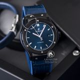 Đồng Hồ Hublot Classic Fusion 42mm Rep 1:1 Chế Tác Vỏ Đen Mặt Số Xanh Dương Chải Tia Dây Cá Sấu 542.CM.7170.LR