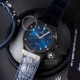 Đồng Hồ Hublot Classic Fusion 42mm Rep 1:1 Chế Tác Vỏ Đen Ceramic Mặt Số Xanh Dương Chải Tia Dây Da Cá Sấu 542.CM.7170.LR