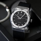 Đồng Hồ Hublot Classic Fusion 42mm Rep 1:1 Chế Tác Vỏ Bạc Titanium Mặt Số Đen Dây Cao Su Đen 542.NX.1171.RX