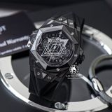 Đồng Hồ Hublot Big Bang Sang Bleu II 45mm Rep 1:1 Chế Tác Vỏ Đen Ceramic Mặt Đen Dây Cao Su 418.CX.1107.RX.MXM22