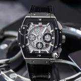 Đồng Hồ Hublot Spirit Of Big Bang 42mm Rep 1:1 Chế Tác Vỏ Bạc Niềng Ceramic Đen Mặt Đen Dây Da Cá Sấu 641.NM.0173.LR