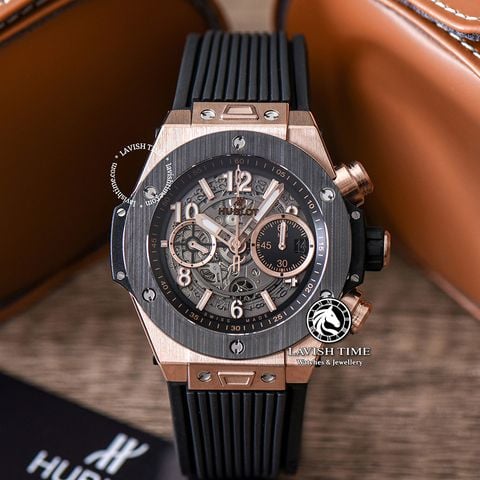 Đồng Hồ Hublot Big Bang Unico 42mm Rep 1:1 Chế Tác Vỏ Vàng Hồng Niềng Ceramic Dây Cao Su 441.OM.1181.RX