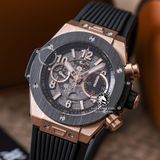 Đồng Hồ Hublot Big Bang Unico 42mm Rep 1:1 Chế Tác Vỏ Vàng Hồng Niềng Ceramic Dây Cao Su 441.OM.1181.RX