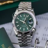 Đồng Hồ Rolex Datejust 41mm 126334-0030 Rep 1:1 Chế Tác Vỏ Bạc Mặt Nếp Gấp Xanh Lá Cọc Số Vạch Dây Kim Loại Jubilee