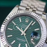 Đồng Hồ Rolex Datejust 41mm 126334-0030 Rep 1:1 Chế Tác Vỏ Bạc Mặt Nếp Gấp Xanh Lá Cọc Số Vạch Dây Kim Loại Jubilee