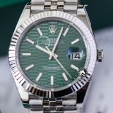 Đồng Hồ Rolex Datejust 41mm 126334-0030 Rep 1:1 Chế Tác Vỏ Bạc Mặt Nếp Gấp Xanh Lá Cọc Số Vạch Dây Kim Loại Jubilee