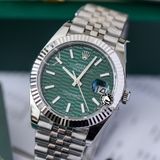 Đồng Hồ Rolex Datejust 41mm 126334-0030 Rep 1:1 Chế Tác Vỏ Bạc Mặt Nếp Gấp Xanh Lá Cọc Số Vạch Dây Kim Loại Jubilee