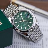 Đồng Hồ Rolex Datejust 41mm 126334-0030 Rep 1:1 Chế Tác Vỏ Bạc Mặt Nếp Gấp Xanh Lá Cọc Số Vạch Dây Kim Loại Jubilee