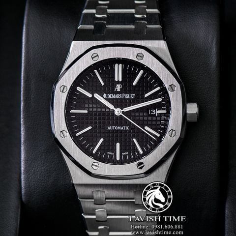 Đồng Hồ Audemars Piguet Royal Oak 15400ST.OO.1220ST.01 Rep 1:1 Vỏ Bạc Mặt Đen Dây Kim Loại