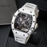 Đồng Hồ Richard Mille RM 055 Bubba Watson Rep 1:1 Chế Tác Vỏ Ceramic Trắng Mặt Skeleton Lộ Cơ Dây Cao Su