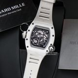 Đồng Hồ Richard Mille RM 055 Bubba Watson Rep 1:1 Chế Tác Vỏ Ceramic Trắng Mặt Skeleton Lộ Cơ Dây Cao Su