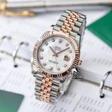 Đồng Hồ Rolex Datejust 41mm 126331-0014 Rep 1:1 Chế Tác Vỏ Demi Bọc Vàng Mặt Xà Cừ Trắng Cọc Số Đính Đá Dây Kim Loại Jubilee