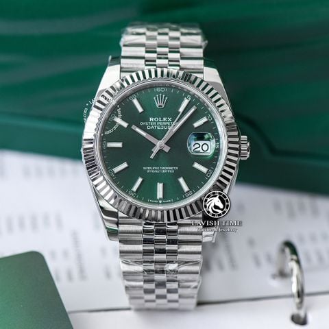 Đồng Hồ Rolex Datejust 41mm 126334-0028 Rep 1:1 Chế Tác Mặt Xanh Lá Mint Green Dây 5 mắt Jubilee