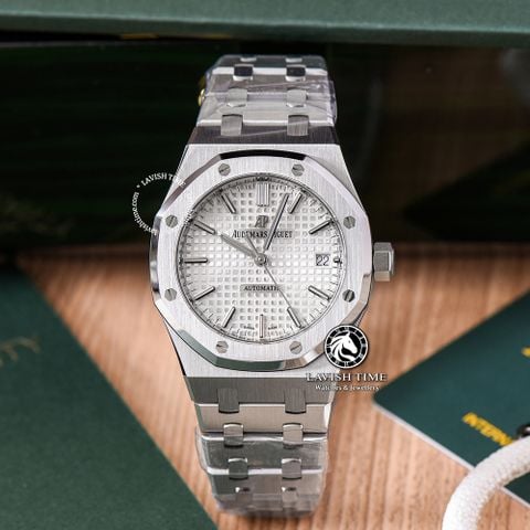 Đồng Hồ Audemars Piguet Royal Oak 37mm 15450ST.OO.1256ST.01 Rep 1:1 Chế Tác Vỏ Bạc Mặt Trắng Dây Kim Loại