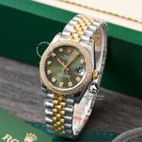 Đồng Hồ Rolex Datejust 31mm M278383RBR-0030 Rep 1:1 Chế Tác Mặt Xanh Lá Dây Demi Vàng Kim Jubilee 5 mắt