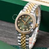 Đồng Hồ Rolex Datejust 31mm M278383RBR-0030 Rep 1:1 Chế Tác Mặt Xanh Lá Dây Demi Vàng Kim Jubilee 5 mắt
