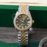 Đồng Hồ Rolex Datejust 31mm M278383RBR-0030 Rep 1:1 Chế Tác Mặt Xanh Lá Dây Demi Vàng Kim Jubilee 5 mắt