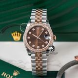 Đồng Hồ Rolex Datejust 31mm M278381RBR-0028 Rep 1:1 Chế Tác Mặt Nâu Chocolate Dây Demi Vàng Hồng Jubilee 5 mắt