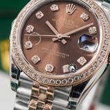Đồng Hồ Rolex Datejust 31mm M278381RBR-0028 Rep 1:1 Chế Tác Mặt Nâu Chocolate Dây Demi Vàng Hồng Jubilee 5 mắt