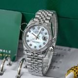 Đồng Hồ Rolex Datejust 31mm m278274-0006 Rep 1:1 Chế Tác Mặt Xà Cừ Trắng Niềng Khía Dây Thép Jubilee 5 mắt