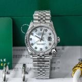 Đồng Hồ Rolex Datejust 31mm m278274-0006 Rep 1:1 Chế Tác Mặt Xà Cừ Trắng Niềng Khía Dây Thép Jubilee 5 mắt