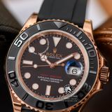 Đồng Hồ Rolex Yacht-Master 40mm 126655-0002 Rep 1:1 Cao Cấp Vỏ Vàng Hồng Mặt Đen Dây Cao Su