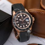 Đồng Hồ Rolex Yacht-Master 40mm 126655-0002 Rep 1:1 Cao Cấp Vỏ Vàng Hồng Mặt Đen Dây Cao Su