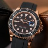 Đồng Hồ Rolex Yacht-Master 40mm 126655-0002 Rep 1:1 Cao Cấp Vỏ Vàng Hồng Mặt Đen Dây Cao Su